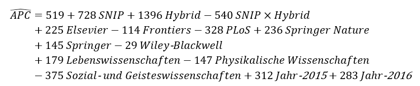 Gleichung der APC_Regressionsanalyse mit Werten